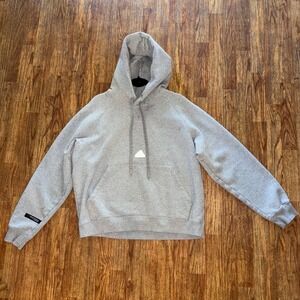 Adidas Gray Pullover Hoodie Pocket Sustainable Fleece Large End Plastic Waste